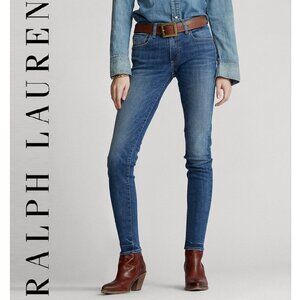 NEW Ralph Lauren Super Skinny Jean Leggings Distressed Medium Wash Mid-Rise